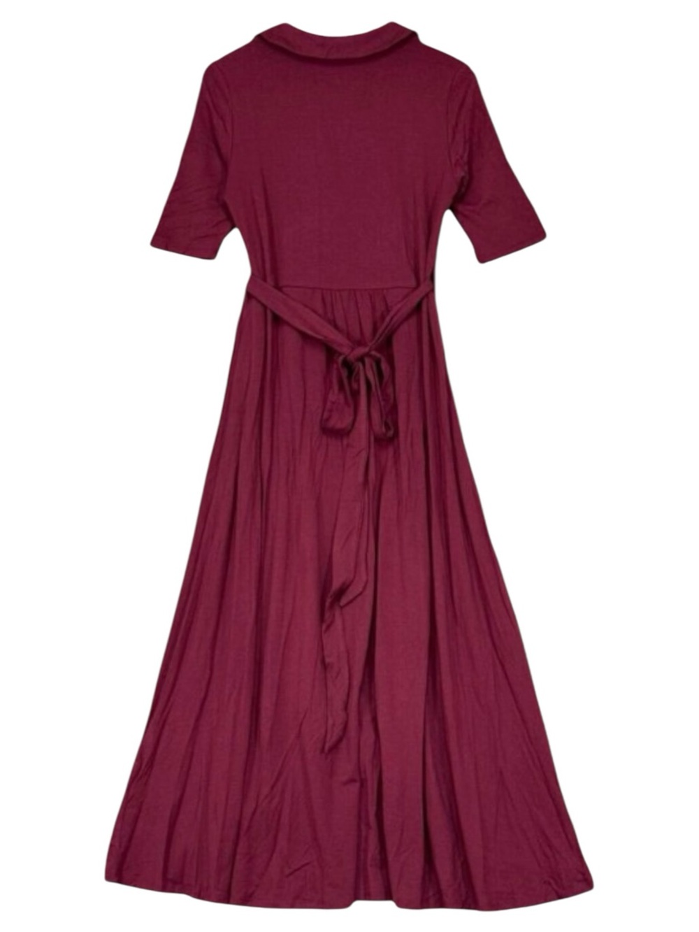 Quince Tencel Jersey Midi Wrap Dress Wine Red XS New With Tags Asymmetrical Hem - Picture 2 of 10